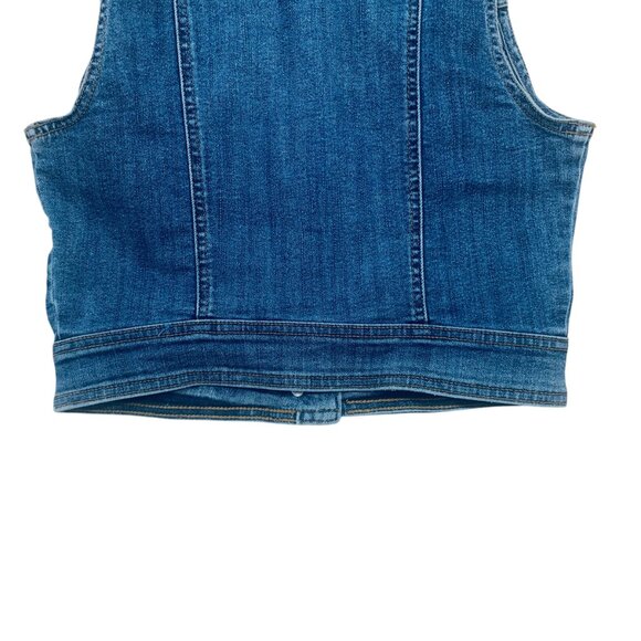 cropped sleeveless denim vest  women size med BEAUTIFUL - Picture 14 of 15